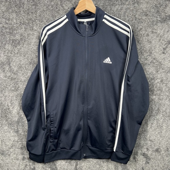 Adidas Originals Track Jacket Mens XL Blue 3-Stripes Full Zip Athletic Soccer - Picture 1 of 9